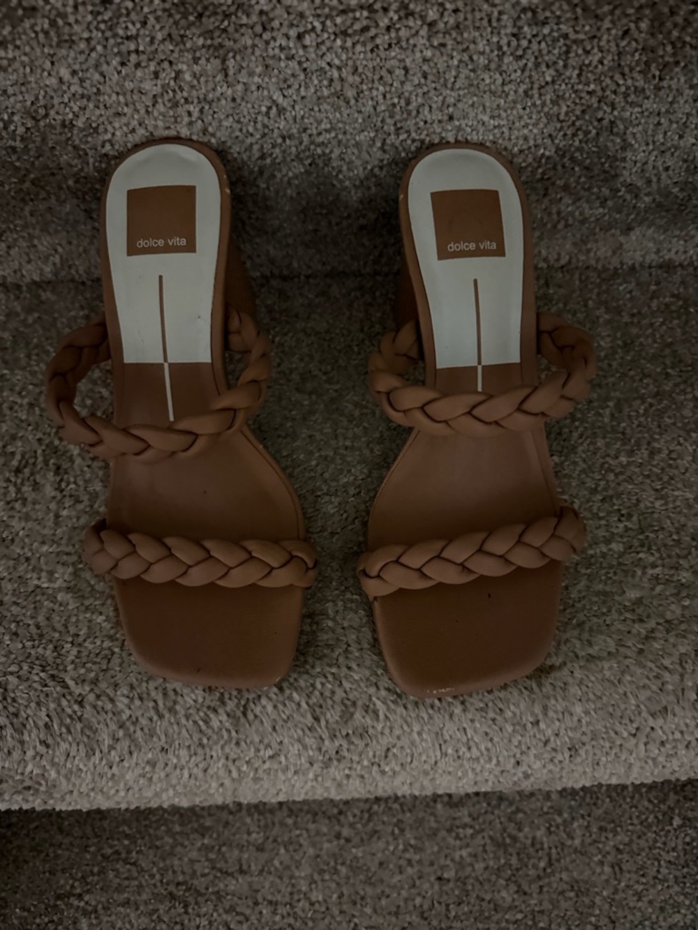 Dolce Vita Braided Strap Heeled Sandal in Light Brown